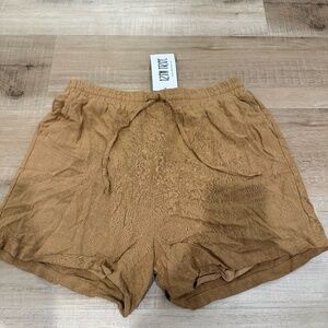 12th Tribe Tan Lined Linen Blend Shorts Size Large (NWT)
